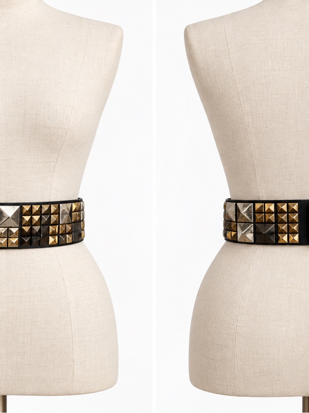 BCBGMaxAzria Black Waist Belt with Gold & Silver Studs